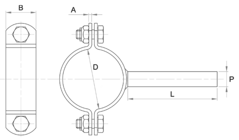 Schemat obejmy - bez wkładki gumowej